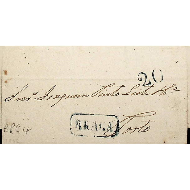 1842 Portugal Carta Pré-filatélica BRG 5 «BRAGA» Azul