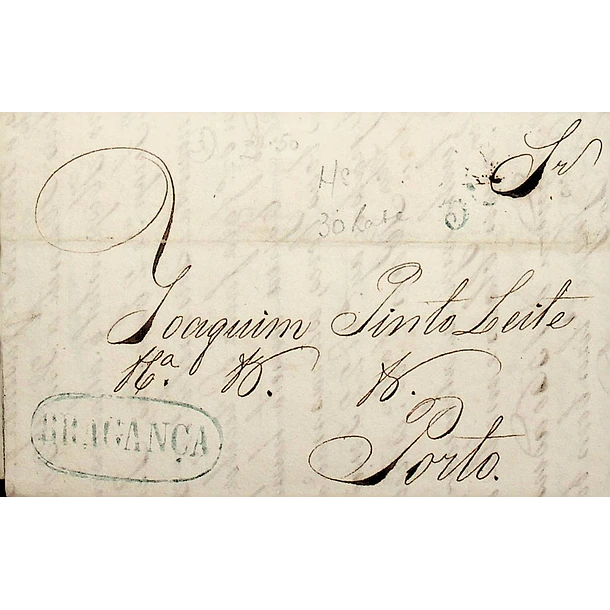 1839 Portugal Carta Pré-filatélica BGC 3 «BRAGANÇA» Azul