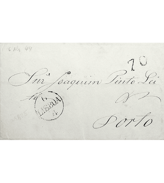 1844 Portugal Carta Pré-filatélica LSB 13 «LISBOA» Azul