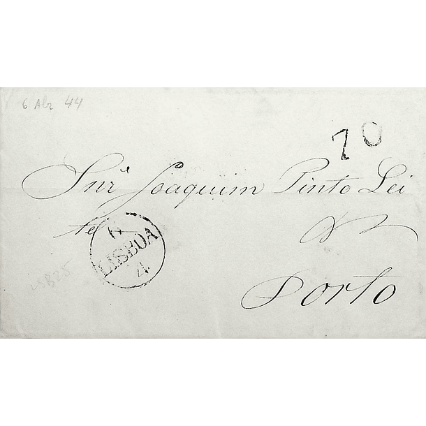 1844 Portugal Carta Pré-filatélica LSB 13 «LISBOA» Azul