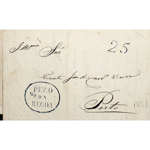 1845 Portugal Carta Pré-filatélica PRG 3 «PEZO DA REGOA» Azul