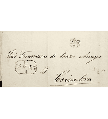 1853 Portugal Carta Pré-filatélica PRT 16 «PORTO» Azul