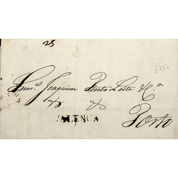 1835 Portugal Carta Pré-filatélica VLN 2 «VALENCA» Sépia