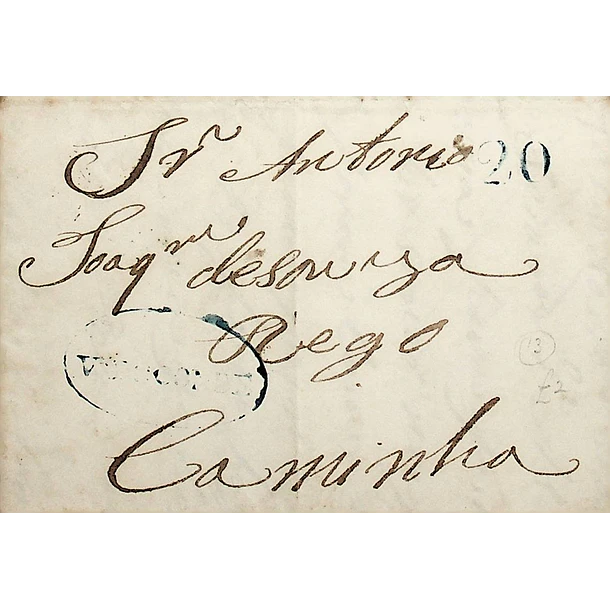 1850 Portugal Carta Pré-filatélica VCD 4 «Vª DO CONDE» Azul
