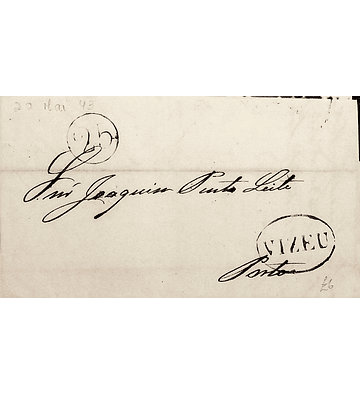 1843 Portugal Carta Pré-filatélica VIS 7 «VIZEU» Sépia