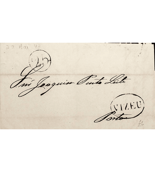 1843 Portugal Carta Pré-filatélica VIS 7 «VIZEU» Sépia