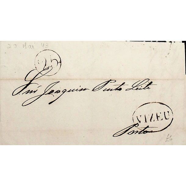 1843 Portugal Carta Pré-filatélica VIS 7 «VIZEU» Sépia