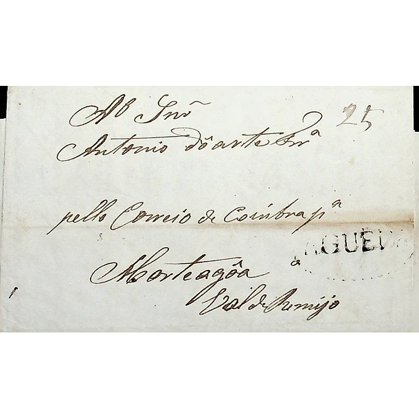 1847 Portugal Carta Pré-filatélica AGD 3 «ÁGUEDA» Sépia Preto
