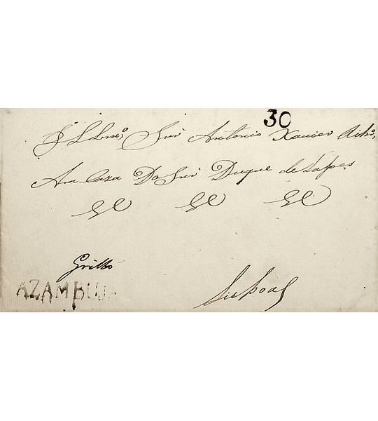 1827 Portugal Carta Pré-filatélica AZB 1 «AZAMBUJA» Sépia