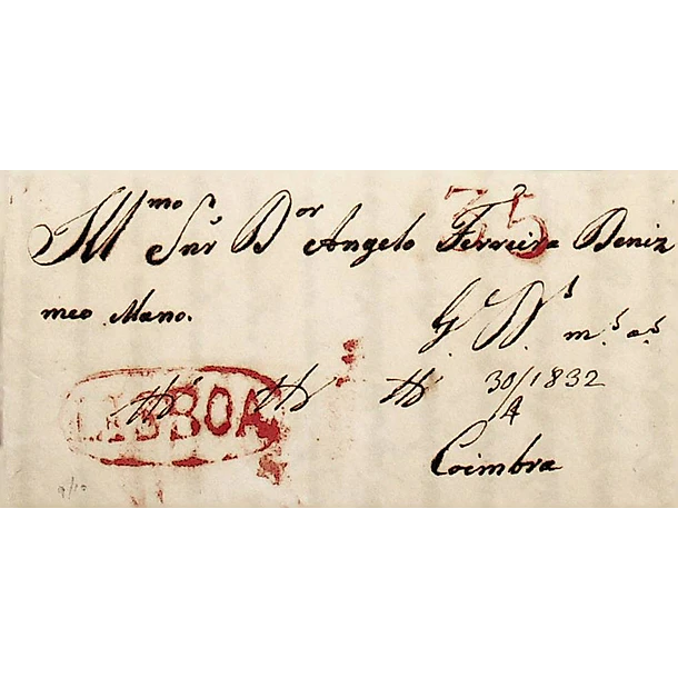 1832 Portugal Carta Pré-filatélica LSB 4 «LISBOA» Vermelho