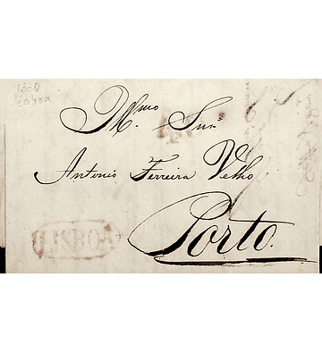 1830 Portugal Carta Pré-filatélica LSB 5 «LISBOA» Vermelho