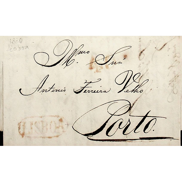1830 Portugal Carta Pré-filatélica LSB 5 «LISBOA» Vermelho