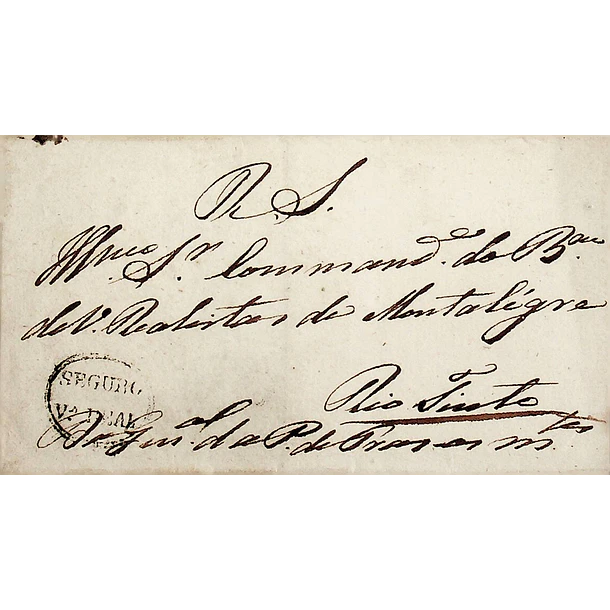 1832? Portugal Capa de Carta Pré-Filatélica Vila Real VRL-S 3 «SEGURA Vª REAL» Preto