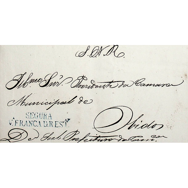 1835 Portugal Carta Pré-Filatélica Vila Franca de Xira VFX-S 2 «SEGURA Vª FRANCA DA REST.ª» Azul