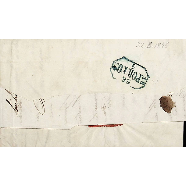 1846 Portugal Carta Pré-Filatélica AGD 3 «AGUEDA» Sépia