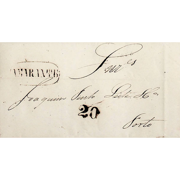 1838 Portugal Carta Pré-Filatélica AMT 4 «AMARANTE» Sépia