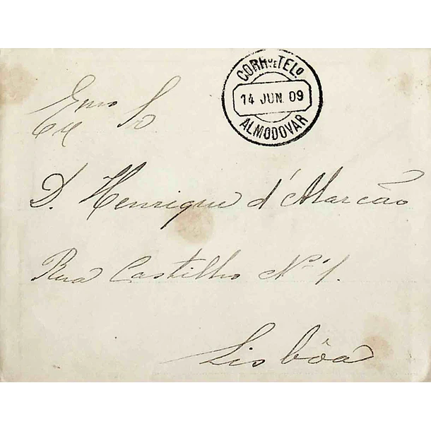 1909. Portugal. D. Carlos. Carta enviada de Almodôvar para Lisboa