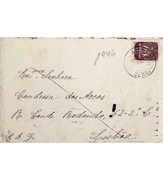 1946. Portugal. Carta enviada de Alvôco da Serra (Seia) para Lisboa