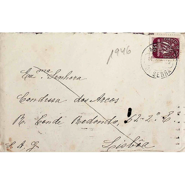 1946. Portugal. Carta enviada de Alvôco da Serra (Seia) para Lisboa