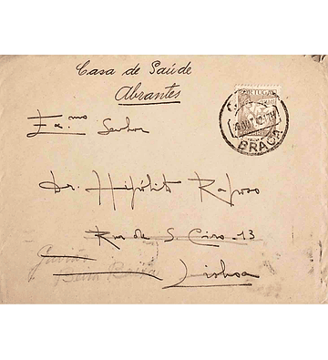 1942. Portugal. Carta enviada de Braga para Lisboa e reencaminhada para o Gavião e Abrantes