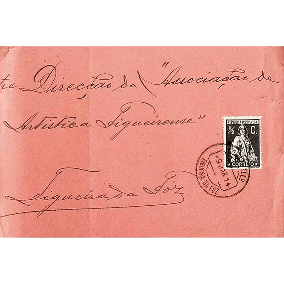 1914. Portugal. Ceres. Fragmento de cinta enviada da Figueira da Foz localmente