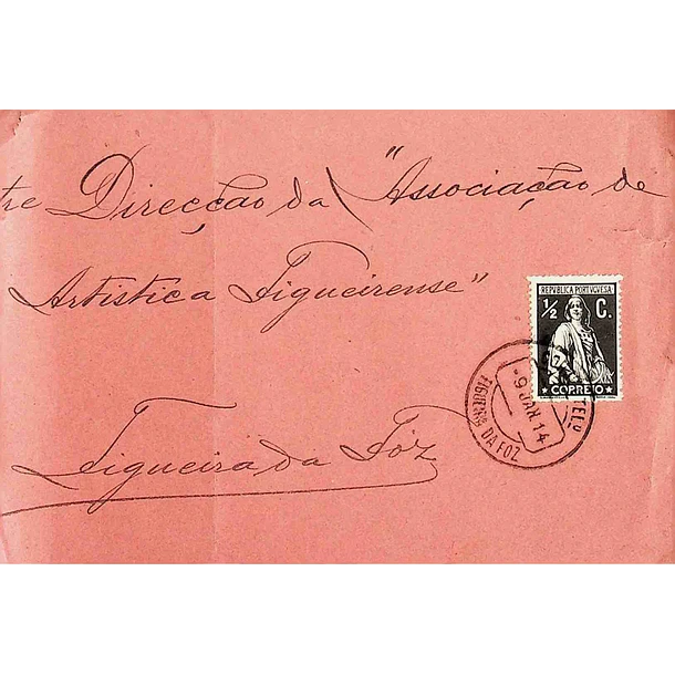 1914. Portugal. Ceres. Fragmento de cinta enviada da Figueira da Foz localmente