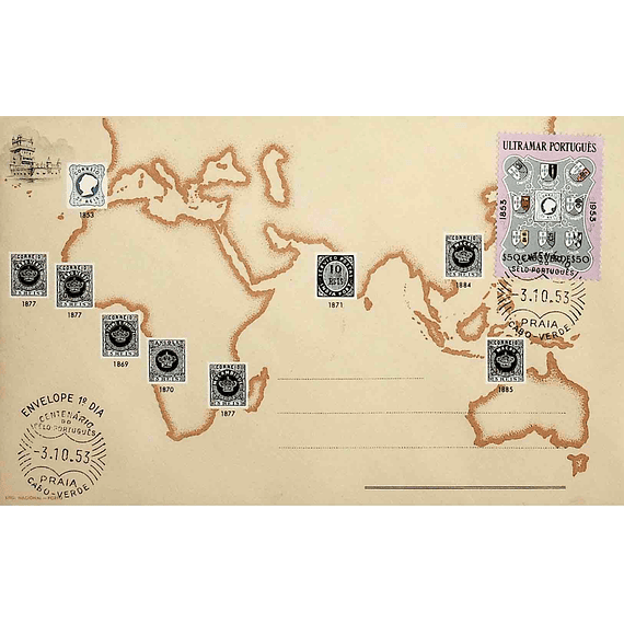 1953 Cabo Verde FDC Centenário do Selo Postal Português