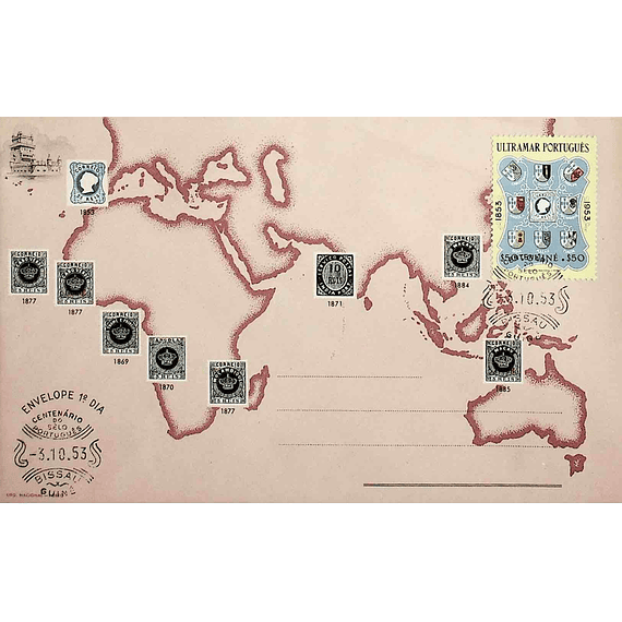 1953 Guiné Portuguesa FDC Centenário do Selo Postal Português