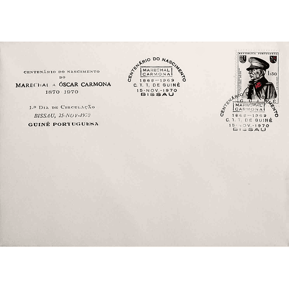 1970 Guiné Portuguesa FDC Centenário do Nascimento do Marechal Carmona