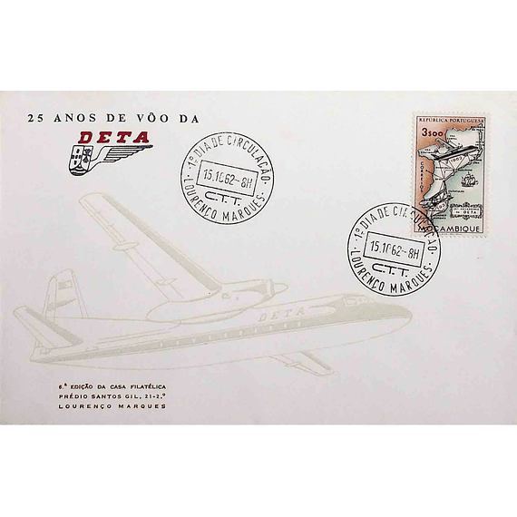 1962 Moçambique FDC 25º Aniversário da DETA