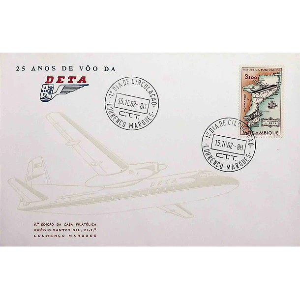 1962 FDC 25º Aniversário da DETA