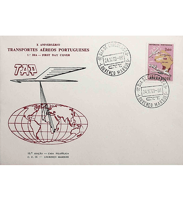 1963 Moçambique FDC 10º Aniversário da TAP