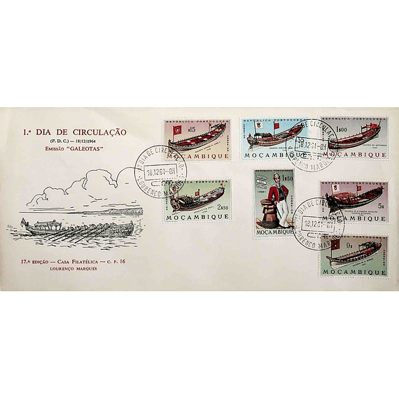 1964 Moçambique FDC Galeotas Portuguesas