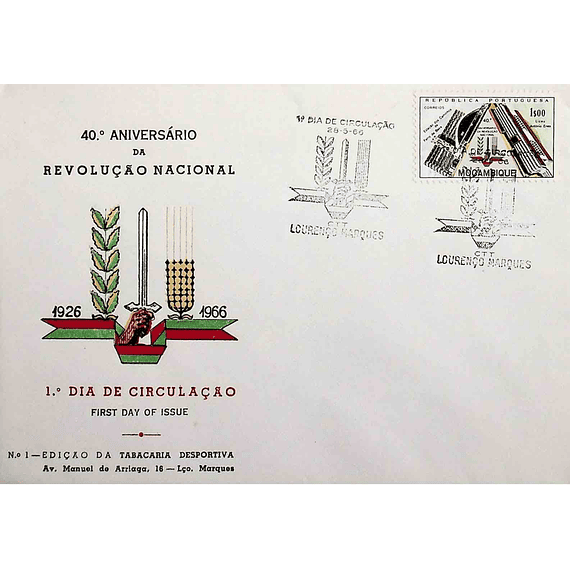 1966 Moçambique FDC 40º Aniversário da Revolução Nacional