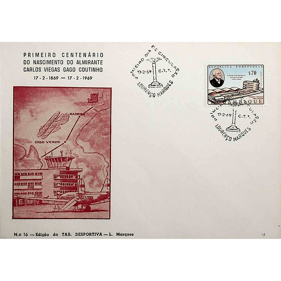 1969 Moçambique FDC Centenário do Nascimento de Gago Coutinho