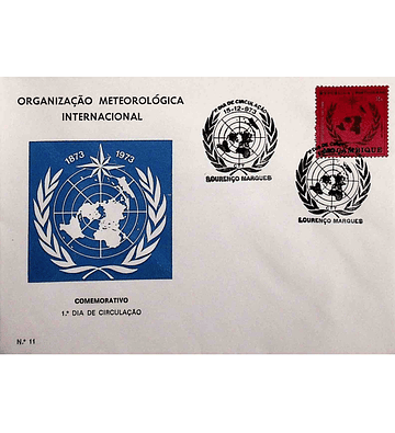 1973 Moçambique FDC Centenário da OMI-OMM (Organização Meteorológica Mundial)