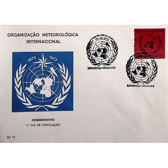 1973 Moçambique FDC Centenário da OMI-OMM (Organização Meteorológica Mundial)
