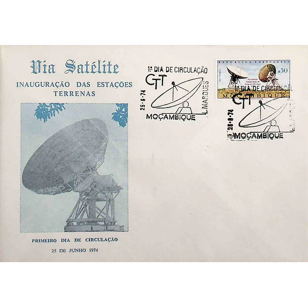1974 FDC Estações Terrenas para Comunicações Via Satélite