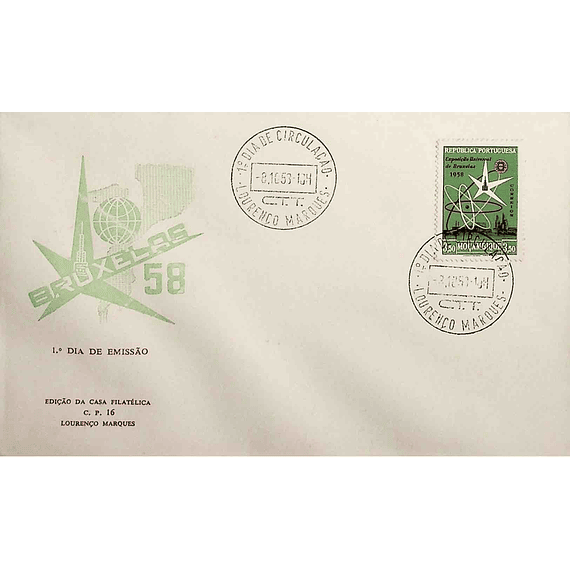 1958 Moçambique FDC Exposição de Bruxelas