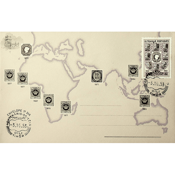 1953 Timor Português FDC Centenário do Selo Postal Português