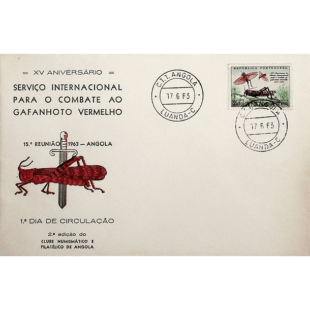 1963 FDC 15º Aniversário do Serviço Internacional para o Combate ao Gafanhoto Vermelho