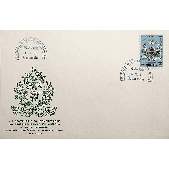 1966 Angola FDC Centenário da Congregação do Espírito Santo