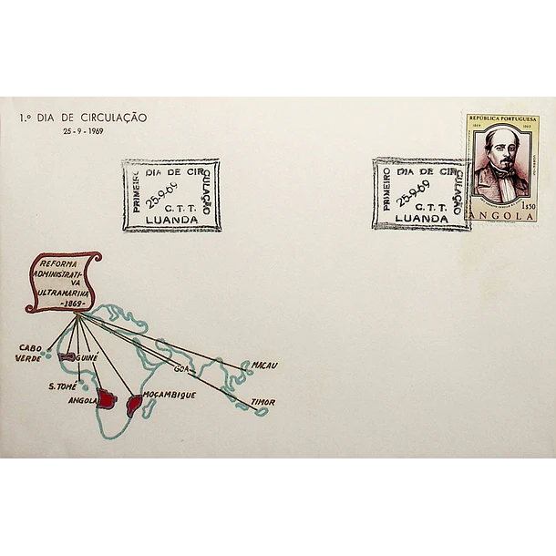 1969 FDC Centenário da Reforma Administrativa Ultramarina