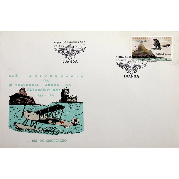 1972 FDC Cinquentenário da 1ª Viagem Aérea Lisboa-Rio de Janeiro