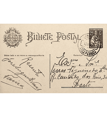 1931 Inteiro Postal tipo «Ceres» 25 r. preto enviado de Tavira para o Porto