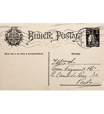 1928 Bilhete Postal Inteiro «Ceres» 25 r. preto enviado de Penafiel para o Porto