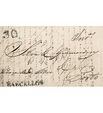 1837 Portugal Capa de Carta Pré-Filatélica Barcelos BCL 1 «BARCELLOS» Verde Bronze