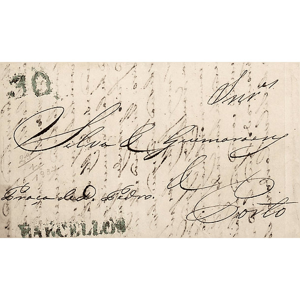 1837 Portugal Capa de Carta Pré-Filatélica Barcelos BCL 1 «BARCELLOS» Verde Bronze