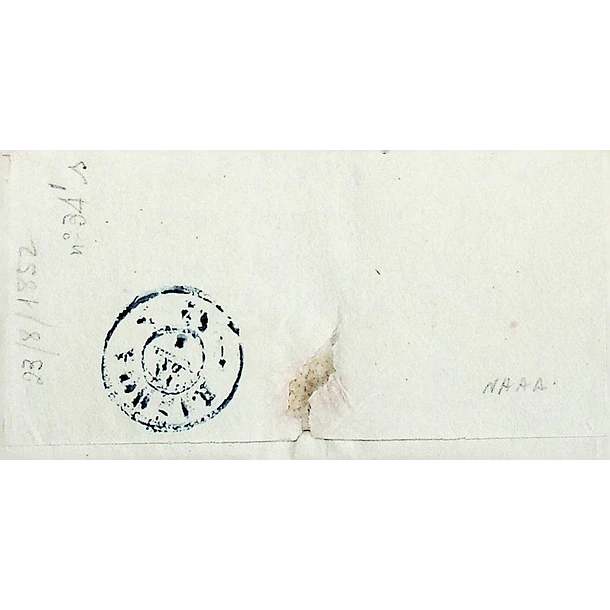 1852 Portugal Carta Pré-Filatélica Vila Nova da Barquinha VNB 1 «BARQUINHA» Azul