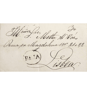 1845 Portugal Carta Pré-Filatélica BJA 3 «BEJA» Sépia